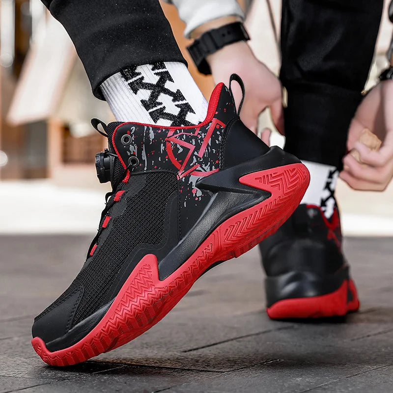 Chaussures de basket-ball unisexes en maille respirante, légères, avec boucle rotative, baskets de sport, de course en plein air, d'entraînement, d'automne