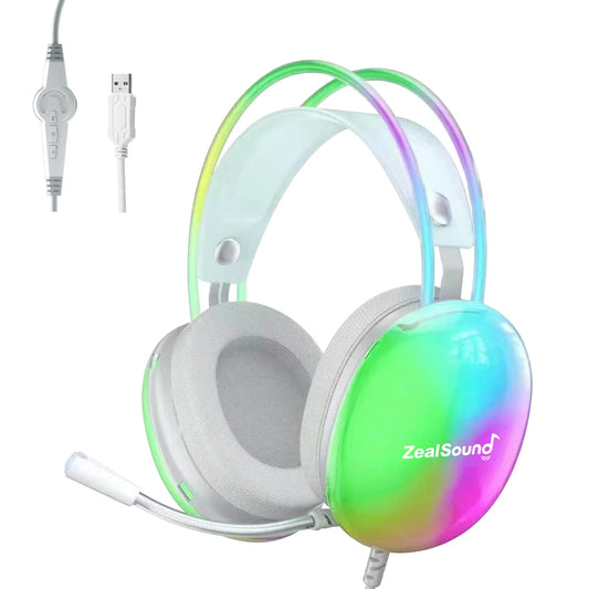Haomuren RGB USB casque de jeu pour PC portable PS4 PS5 casque filaire avec micro basse Surround sur l'oreille pleine lumière écouteur S600