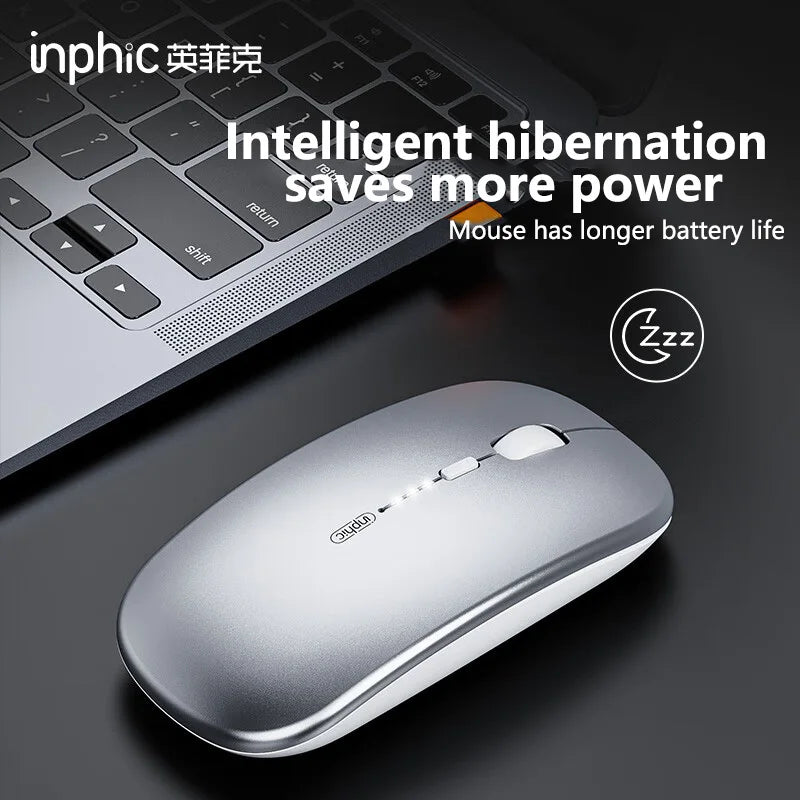 Inphic M1P Rechargeable 2.4G Wireless Mouse Battery Level Display Office Mute Ultra Thin Portable Mouse for Laptop