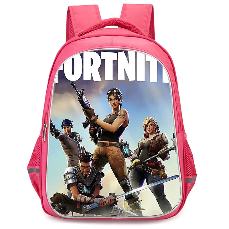 16 Inch Fortnite Cartoon Backpack Unisex for Boys Girls with Dual Zippers Large Capacity Lightweight Student Backpack