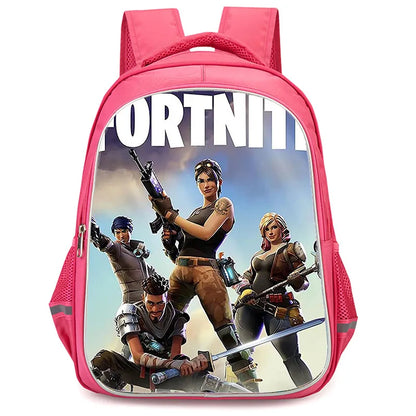 16 Inch Fortnite Cartoon Backpack Unisex for Boys Girls with Dual Zippers Large Capacity Lightweight Student Backpack