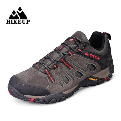 HIKEUP Hiking Shoes Men's Winter Climbing Trekking Sneakers for Men Leather Breathable Outdoor Anti-Skid Sports Work Shoes