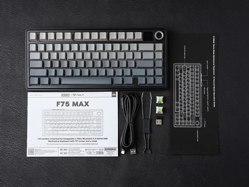 EPOMAKER X AULA F75 MAX Tastiera meccanica compatta 75% con layout ANSI, connessione cablata/Bluetooth/wireless 2.4GHz, schermo TFT e manopola