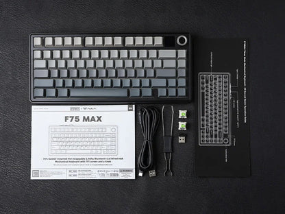 EPOMAKER X AULA F75 MAX Tastiera meccanica compatta 75% con layout ANSI, connessione cablata/Bluetooth/wireless 2.4GHz, schermo TFT e manopola