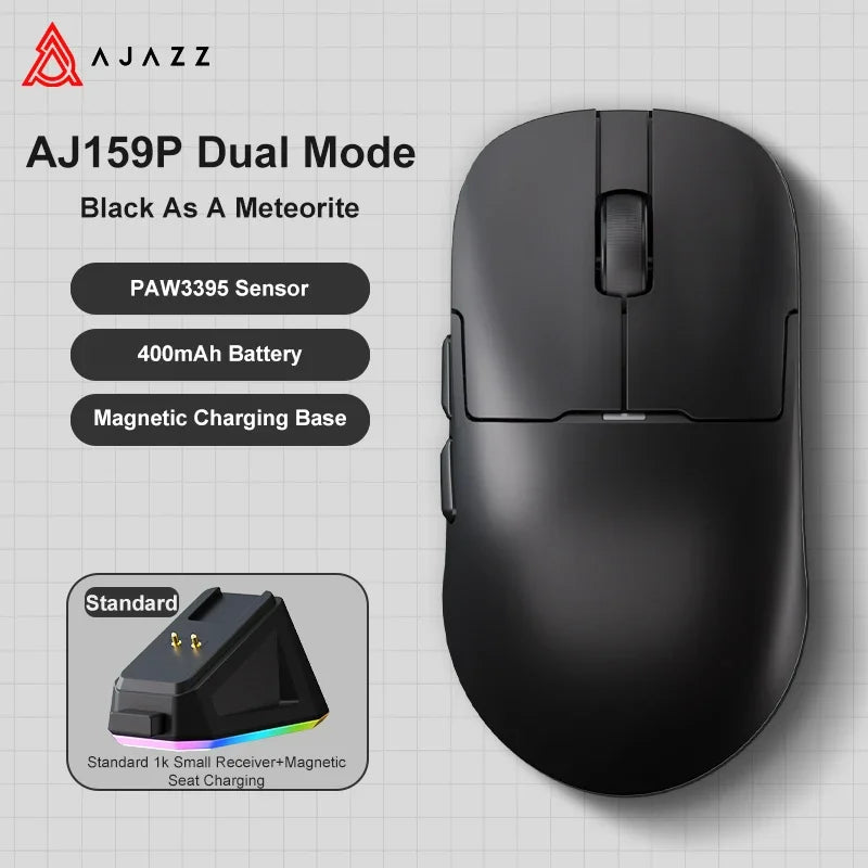 Ajazz AJ159 PRO/APEX Gaming Mouse 8000Hz Wireless Bluetooth Gaming Mouse with PAW3950 Sensor, 42K DPI, Magnetic Charging Dock & Color Display