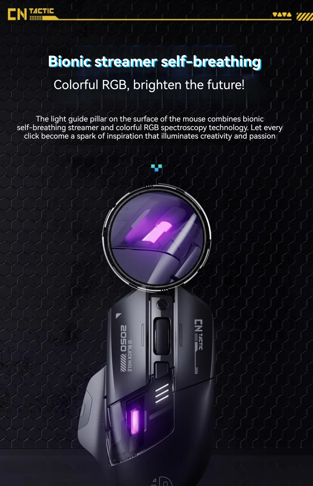 Inphic A9 Explorer V2 Three-mode Gaming Mouse Indicator DPI Adjustable Macro-driver Ergonomics 12000DPI 1000Hz rate of return