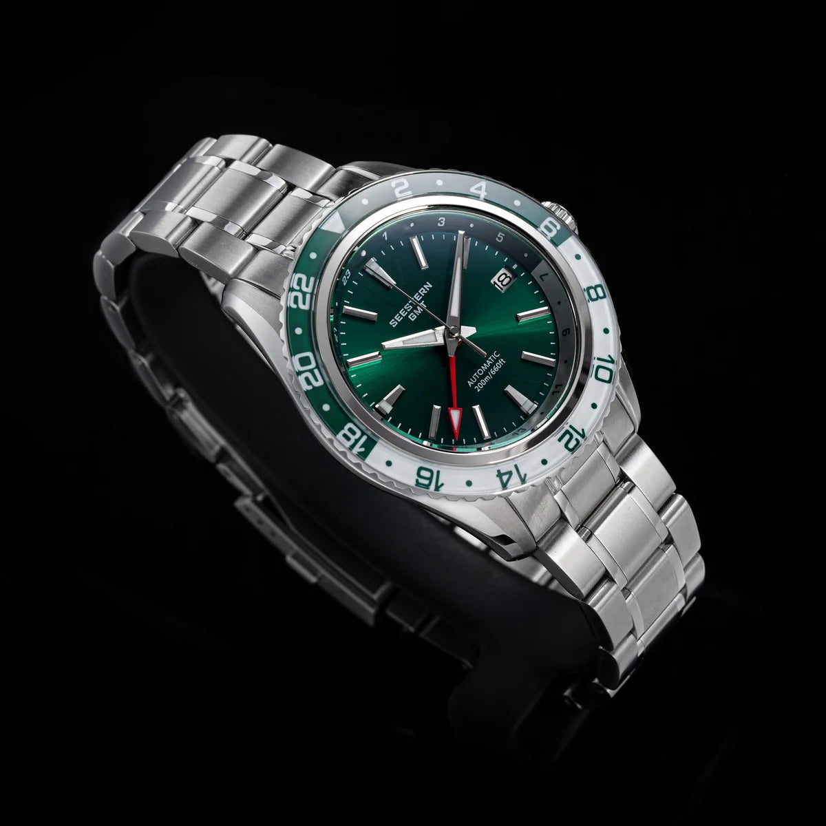 SEESTERN Men of Watch Office GMT Automatic NH34 Movement Sapphire Glass Bezel 20bar Waterproof Diver Mechanical Wristwatch S456