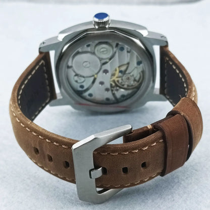 Zegarek męski 46 mm z ręcznym naciągiem, mechanizm Seagull ST3600, szkło szafirowe, wodoodporny, stal nierdzewna 316L, zegarek na zamówienie