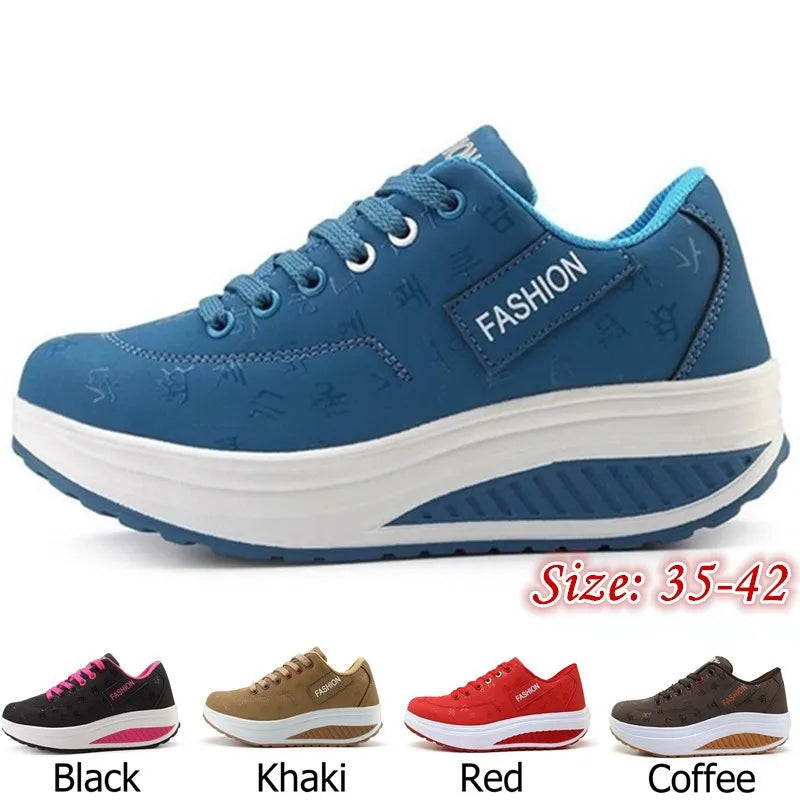 Women’s Outdoor Thick-Bottom Swinging Casual Shoes Fashion Platform Large 42 Flat-Bottom Walking Sports Shoes Walking and Running