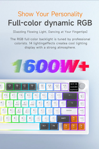 AJAZZ AF82 Office Low-Profile-Tastatur RGB kabelgebundene/kabellose Gaming-Tastatur 75%-Layout 82 Tasten 4000mAh Akku für Win/Mac