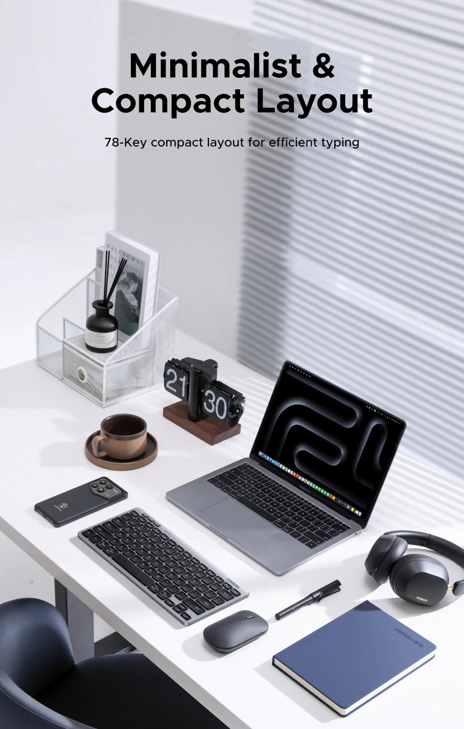 UGREEN Keyboard Wireless Bluetooth 5.3 2.4G Russian/EN 78 Keycaps For MacBook iPad PC Tablet  Scissor Foot Structure