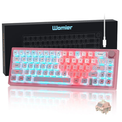 Womier VK66 PRO Pink Hot Swap Gaming Keyboard Gasket Mount RGB Gamer Keyboard Wired QMK/VIA Mechanical Keyboard for Win Mac PC