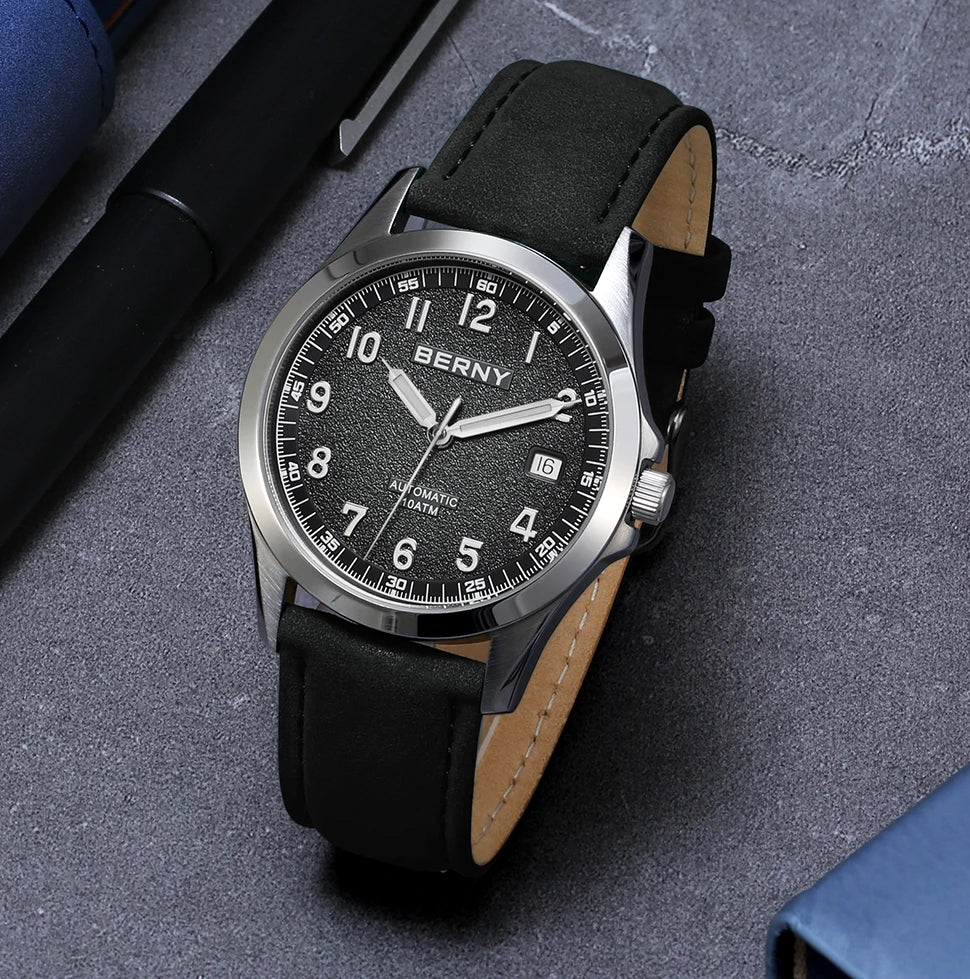 BERNY Automatic Watch Men  ST2130 Luminous Mechanical Wristwatch Sapphire Waterproof 10ATM Top Brand Luxury Watch for Men