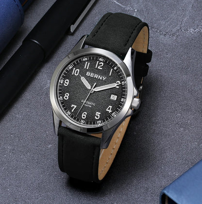 BERNY Automatic Watch Men  ST2130 Luminous Mechanical Wristwatch Sapphire Waterproof 10ATM Top Brand Luxury Watch for Men