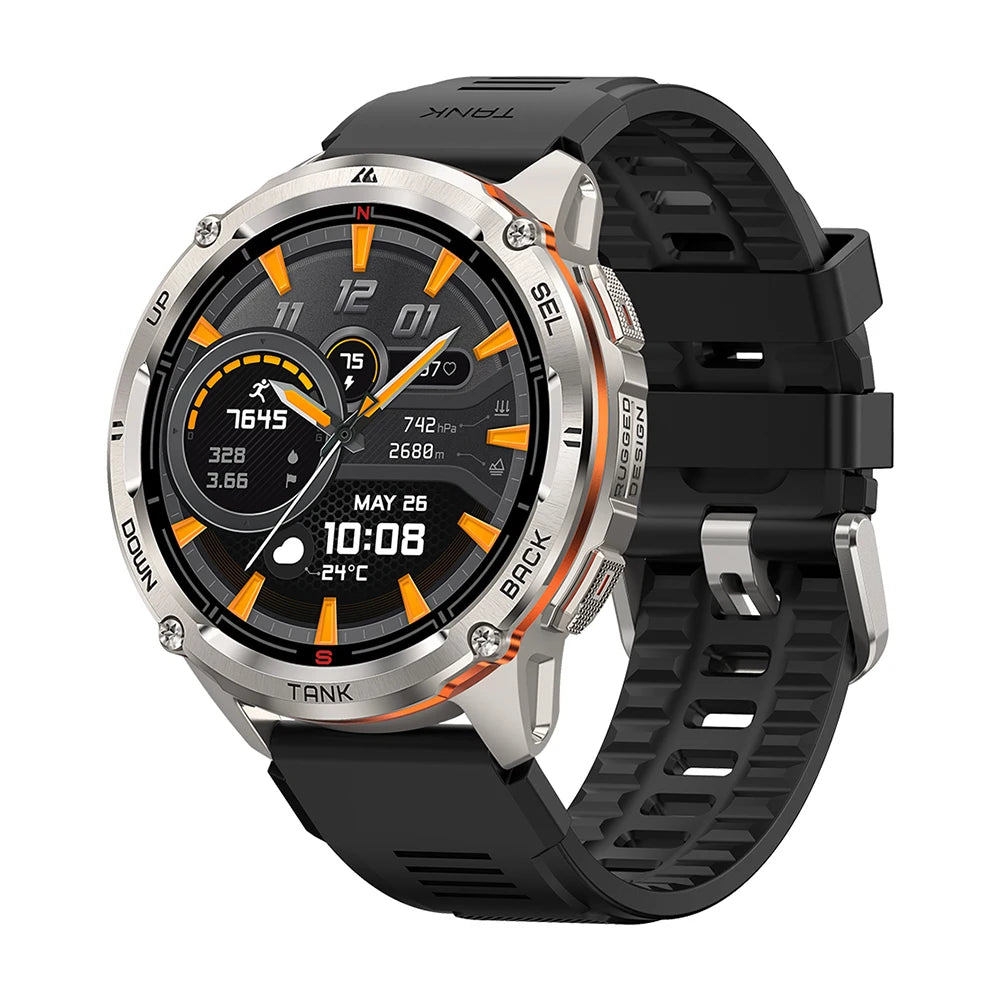 Ceas inteligent KOSPET TANK T3 Ultra 2 pentru bărbați, cu GPS, din oțel inoxidabil, rezistent la apă până la 50 m, IP69K, monitor de sănătate, compatibil cu Android și iOS