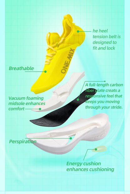 ONEMIX Carbon Fiber Plate Running Shoes Traction Shock Absorption Sneakers Professional Marathon PB Racing Sports Trainers Shoes