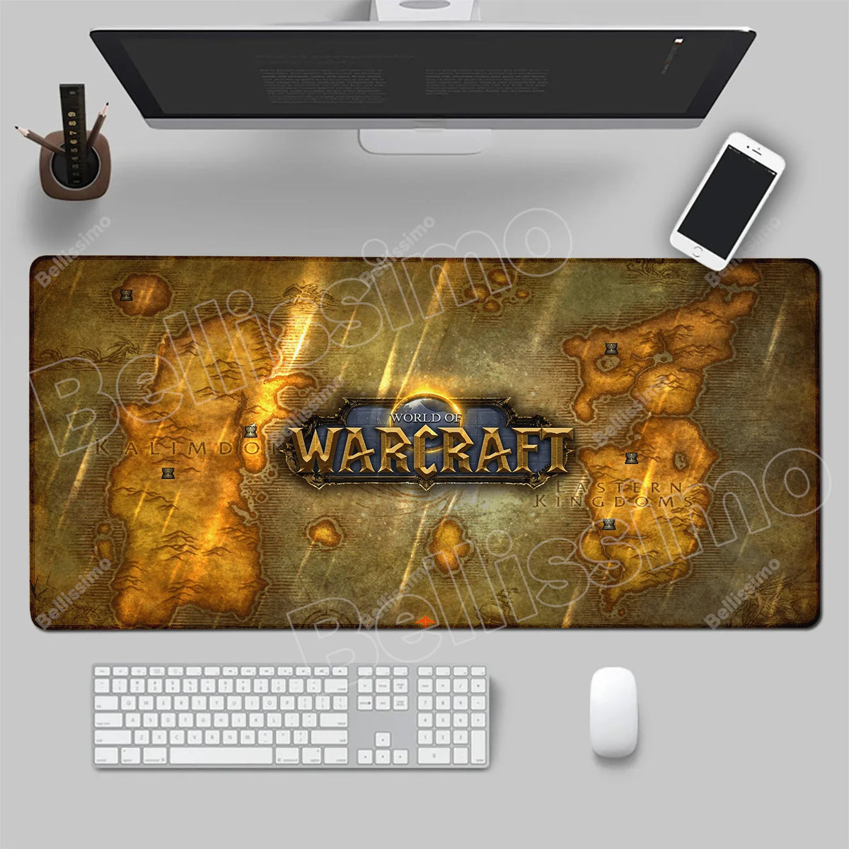 World Of Warcraft 90x40 stor spelmusmatta för spelbord, spelunderlägg för CS:GO, naturgummimatta, Grande Gamer XXL, datormusmatta