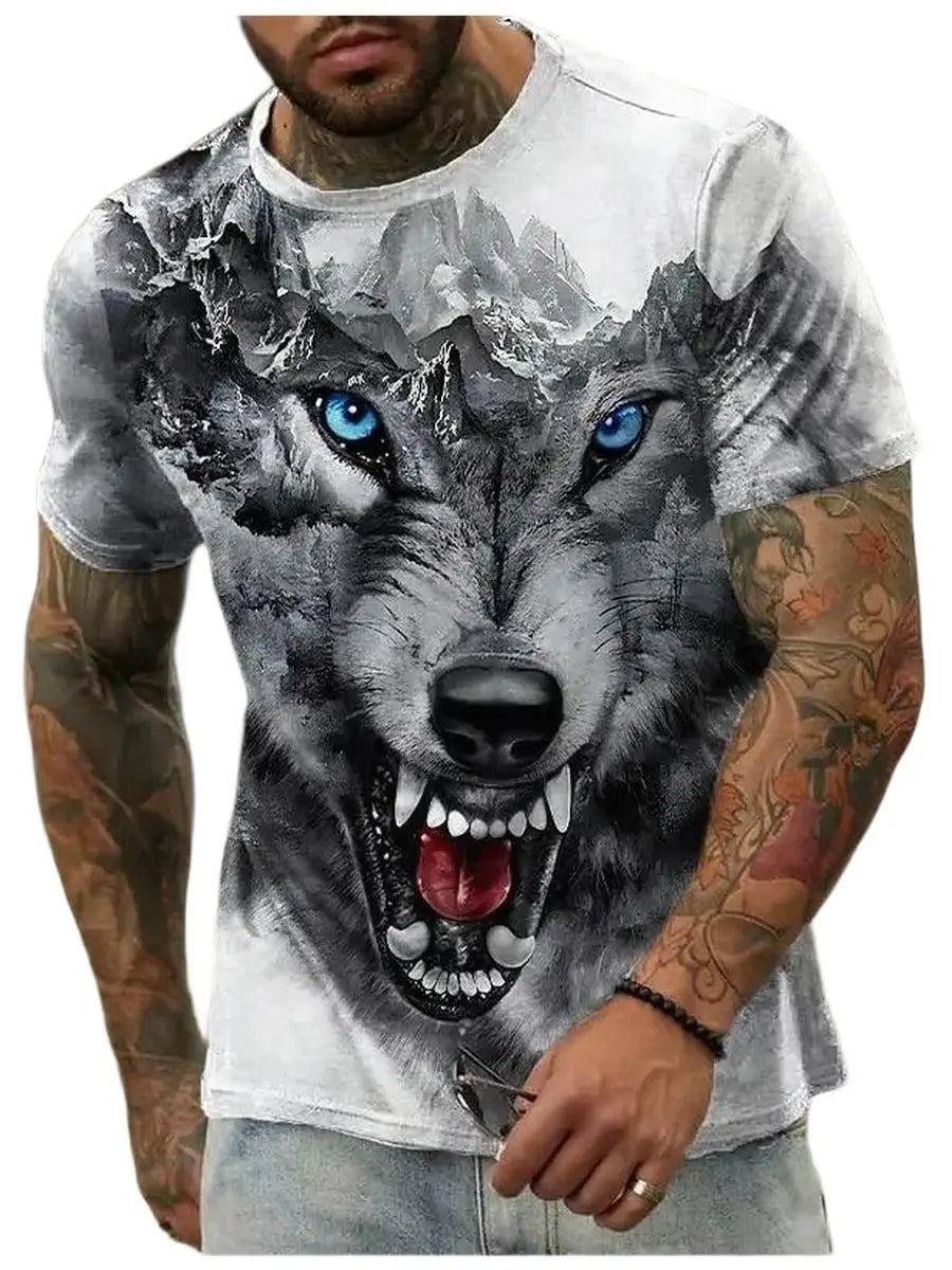 Letní trička s potiskem vlka a zvířat v 3D pro muže a ženy, hip-hopová trička s krátkým rukávem, ležérní oversized trička ve stylu Harajuku a Y2K, pánské oblečení