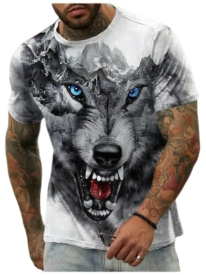 Letní trička s potiskem vlka a zvířat v 3D pro muže a ženy, hip-hopová trička s krátkým rukávem, ležérní oversized trička ve stylu Harajuku a Y2K, pánské oblečení