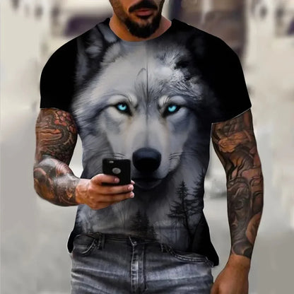 Pánská trička Letní zvířecí vzor s vlkem 3D potisk Topy Trička Letní dámská móda Streetwear Oversized tričko Pánské oblečení