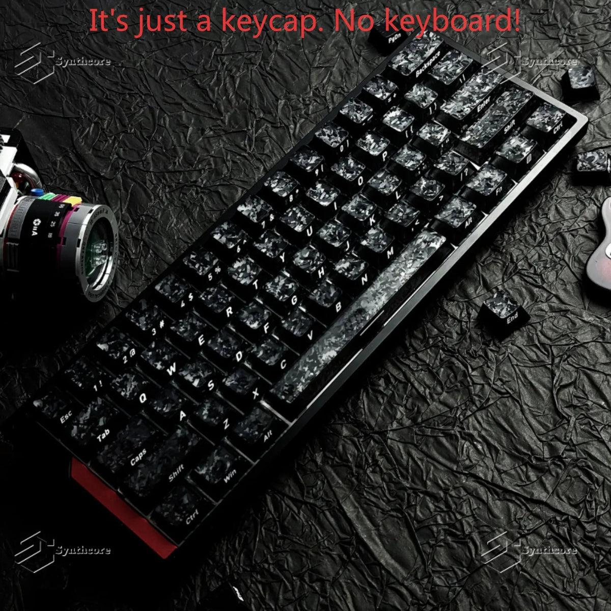 Black Carbon Fiber Translucent Cherry Keycap Kit PC 110 Key Suitable for 61/75/87/104/108 Magnetic Axis Keyboard Wooting
