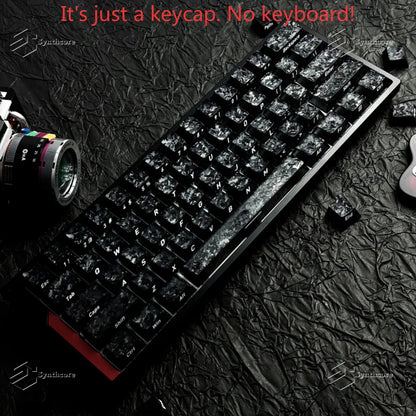 Black Carbon Fiber Translucent Cherry Keycap Kit PC 110 Key Suitable for 61/75/87/104/108 Magnetic Axis Keyboard Wooting