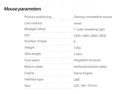 UTHAI G5 Six key 3200DPI wired illuminated gaming mouse, e-sports mechanical mute computer accessories