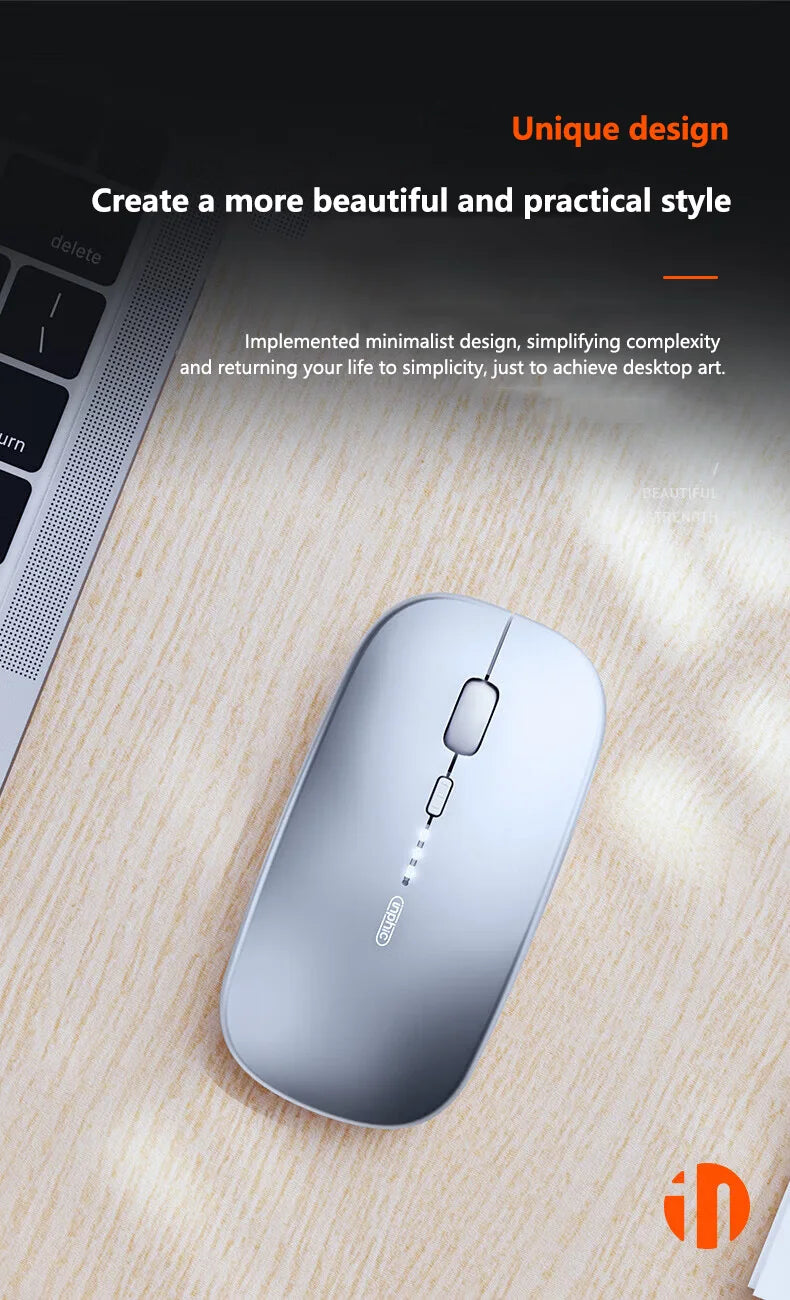 Inphic M1P Wireless Silent Office Mouse Ultra-Thin Portable USB Interface Battery Power Display TYPE-C Charging Wireless Mouse