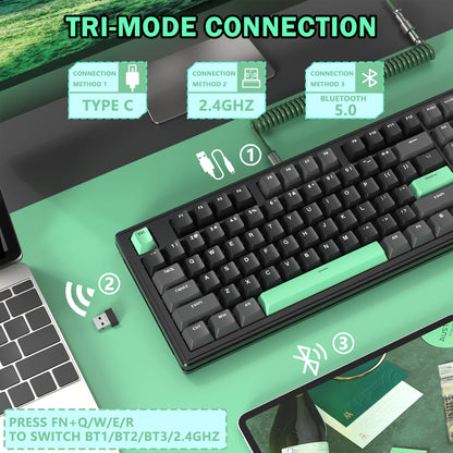 Attack Shark M87 TKL Wireless Mechanical Gaming Keyboard, RGB Backlit Compact Hot-Swappable Gasket Programmable USB-C/BT/2.4GHz