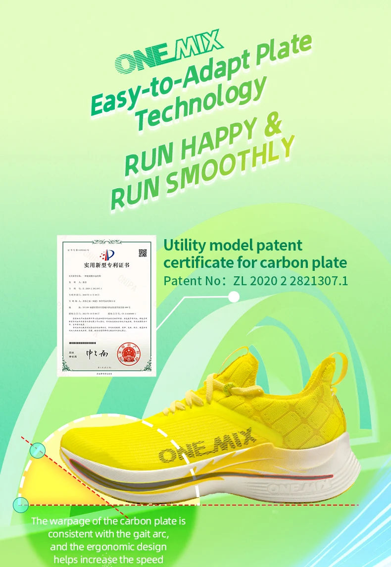 ONEMIX Carbon Fiber Plate Running Shoes Traction Shock Absorption Sneakers Professional Marathon PB Racing Sports Trainers Shoes