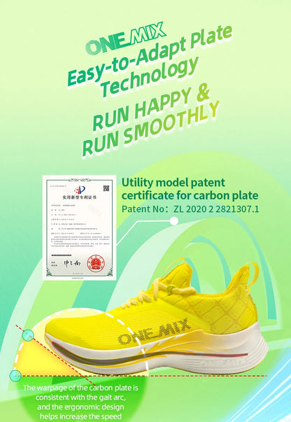 ONEMIX Carbon Fiber Plate Running Shoes Traction Shock Absorption Sneakers Professional Marathon PB Racing Sports Trainers Shoes