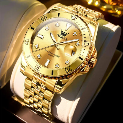 Orologio da uomo OLEVS – Orologio di lusso, stile professionale, impermeabile, con datario, lancette luminescenti, cassa in acciaio inossidabile e quadrante blu – Orologio al quarzo