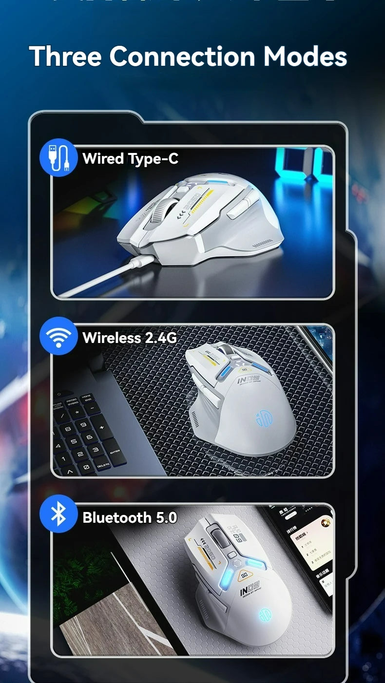 Tri-Mode Connection 10000DPI 2.4G Wireless Bluetooth Gaming Mouse PMW3325 RGB Light For PC Gaming Laptop and MAC
