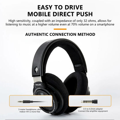 Philips SHP9500 Head-mounted Wired Headphones HiFi Stereo Earphone Monitor Class Music Earbuds E-sports Game Universal Headset