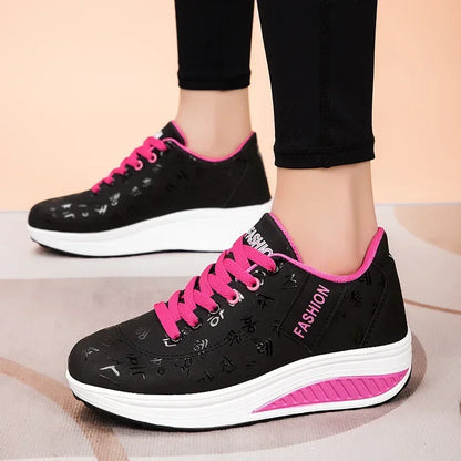 Women’s Outdoor Thick-Bottom Swinging Casual Shoes Fashion Platform Large 42 Flat-Bottom Walking Sports Shoes Walking and Running