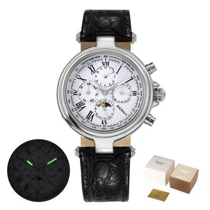 Montre automatique pour homme BERNY, style rétro, avec affichage Soleil et Lune, aiguilles luminescentes et mouvement ST1652 ; une montre mécanique classique et élégante, dotée d'un bracelet en cuir véritable.