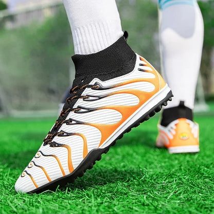 Hommes Match bottes de Football Sport entraînement longues pointes FG/TF garçons crampons chaussures de Football en plein air antidérapant intérieur Futsal confortable