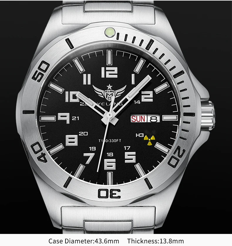 YELANG V1019 Men's Luminous Watch 44mm Mechanical Sapphire Miyota 8205 Automatic Movement 100m Waterproof Diver's Watch for Men