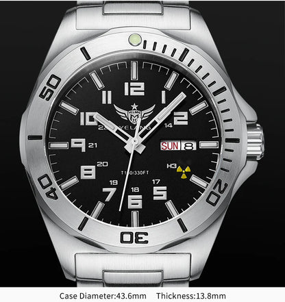 YELANG V1019 Men's Luminous Watch 44mm Mechanical Sapphire Miyota 8205 Automatic Movement 100m Waterproof Diver's Watch for Men