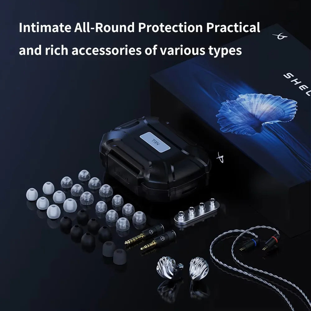 TRN SHELL 4DD+1Planar Hybrid Drivers In-Ear Earpohne IEM 0.78mm Detachable Cable Wired HIFI Music Earbuds Nozzle Design Headset