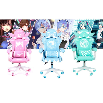 Pink Cartoon Electric Sound Girl Office Chair 360° Lift Rotating Home Computer Game Student Learning to Upgrade Latex Cushion