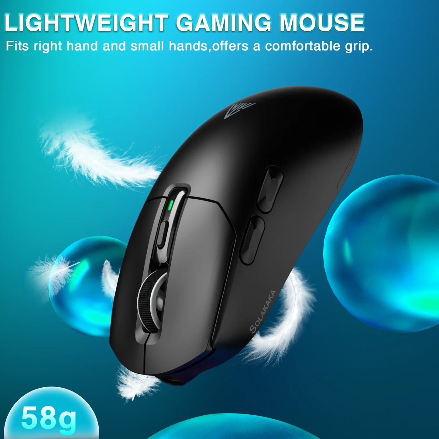 Mouse gaming wireless SOLAKAKA SM820 tri-mode, dock magnetic reîncărcabil, RGB, PAW3311, 24000DPI, macro, ultra-ușor