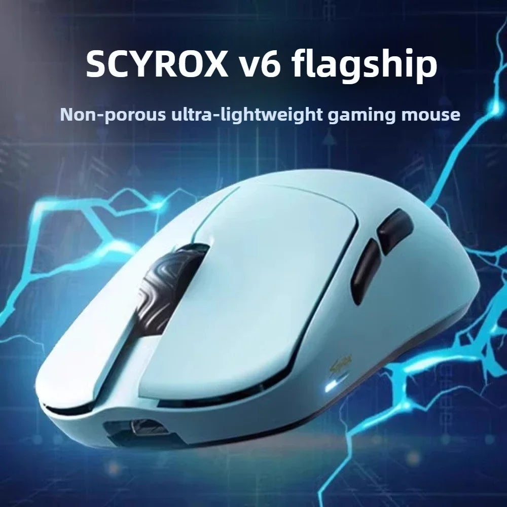 SCYROX V6 Wireless Gaming Mouse with PAW3950 Sensor, 8KHz Polling Rate, 24,600 DPI, 40g Ultra-Light Esports Mouse with 8K Receiver