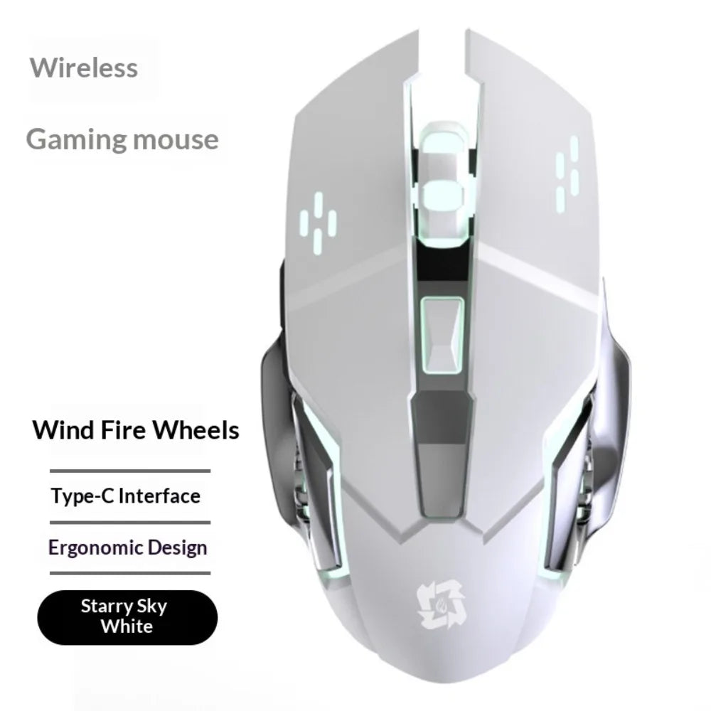 Wireless Mouse Silent Rechargeable Type-C Bluetooth 2.4G Dual Mode Ergonomic RGB Light for Laptop PC Office Home Gaming Daily Work