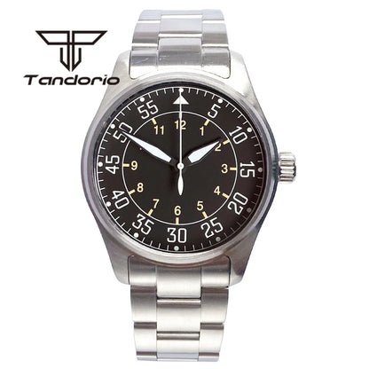 Tandorio 39 mm – męski zegarek automatyczny typu pilot nurkowy, mechanizm NH35/PT5000/Miyota8215, szafirowe szkło AR, wodoodporność 20 barów, świecące wskaźniki