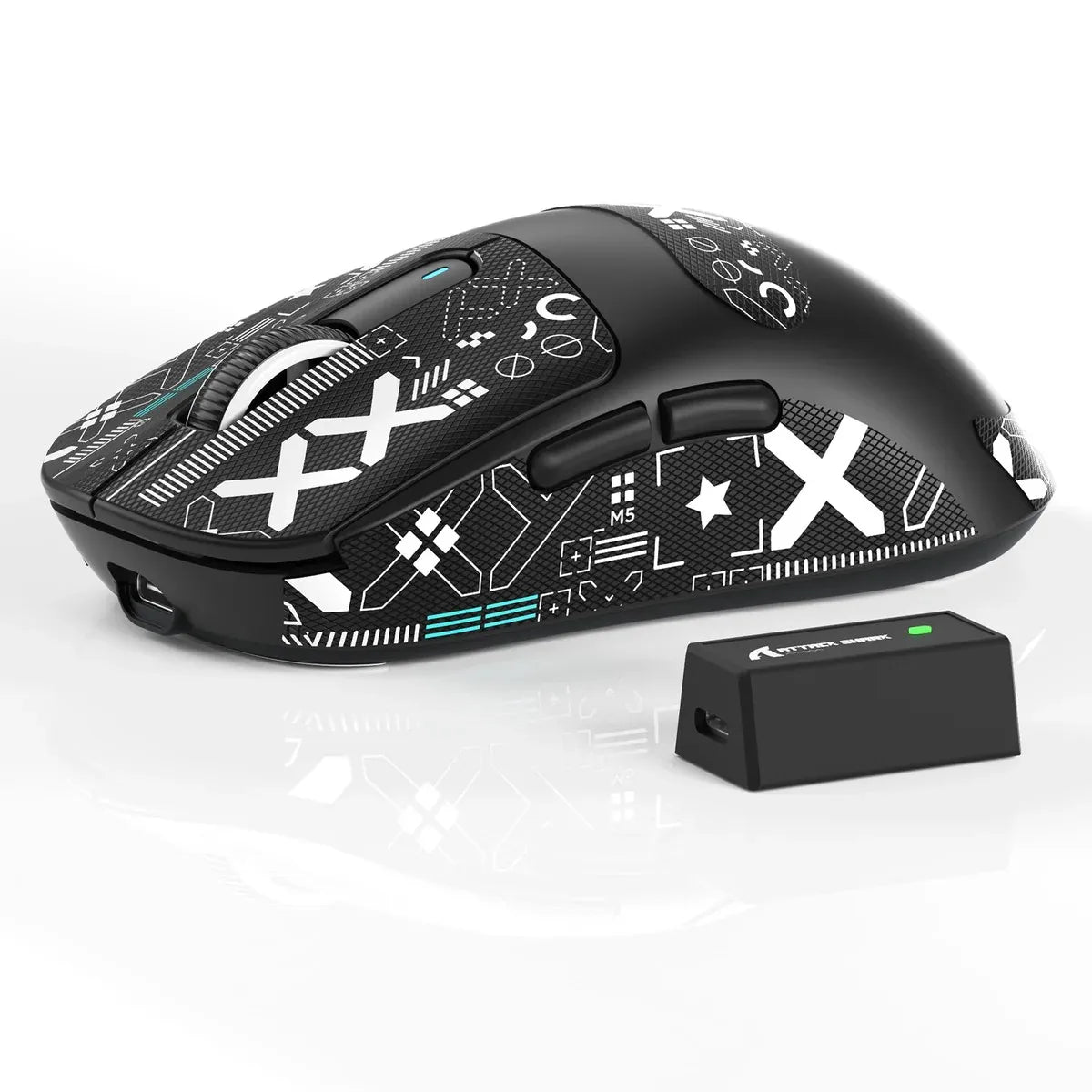 ATTACK SHARK X3/X3PRO 4K/8K trådlös gamingmus, 26K DPI, tri-mode (trådbunden/2.4GHz/BT5.2), lätt, PAW3395-sensor för gamers