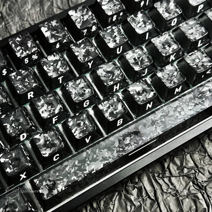 Black Carbon Fiber Translucent Cherry Keycap Kit PC 110 Key Suitable for 61/75/87/104/108 Magnetic Axis Keyboard Wooting