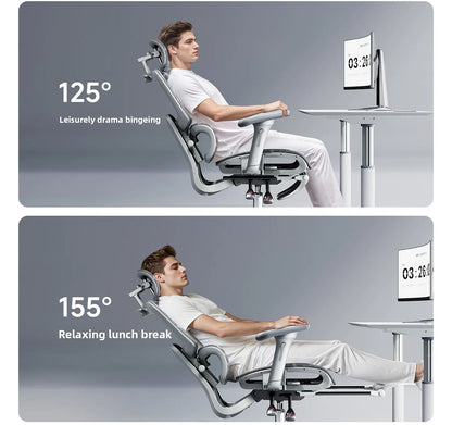 Ergonomic Office Chair Comfortable Long Sitting Home Gaming Computer Recliner Nap Chair Adjustable Height Lumbar Support Swivel