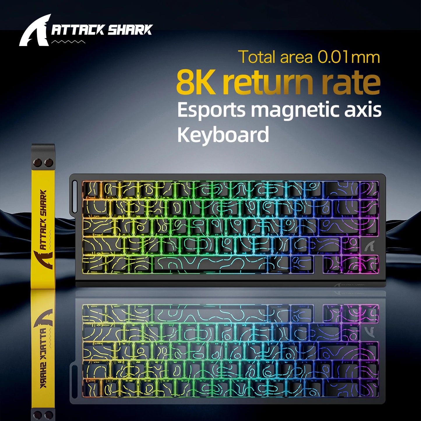ATTACK SHARK X68HE Magnetic Gaming Keyboard Wired Mechanical Keyboard with Rapid Trigger, 8000Hz Polling Rate, SOCD, RGB Backlit, Hot-Swappable Gaming Keyboard