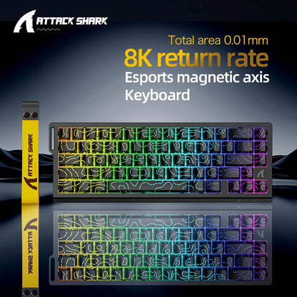 ATTACK SHARK X68HE Magnetic Gaming Keyboard Wired Mechanical Keyboard with Rapid Trigger, 8000Hz Polling Rate, SOCD, RGB Backlit, Hot-Swappable Gaming Keyboard